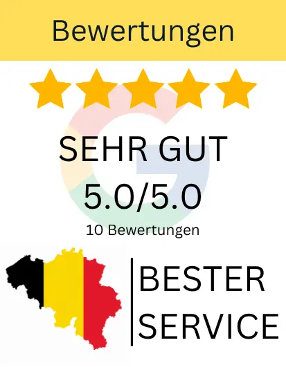 Google 5 Sterne – Sehr gut 5.0/5.0 – 10 Bewertungen – Bester Service Belgien